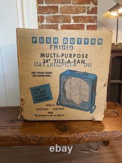 Vintage General Electric Frigid 14 Inch Box Fan Metal Blade Withbox PC-14-3G Mint