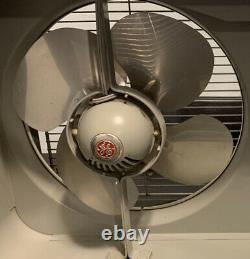 Vintage General Electric GE Automatic Grey Dual Twin Box Window Fan Beautiful
