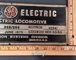 Vintage General Electric GE B823-7 Locomotive Builders Plate 1979 Erie, PA USA