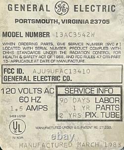 Vintage General Electric GE CRT Television 13 TV WORKS READ DESCRIPTION
