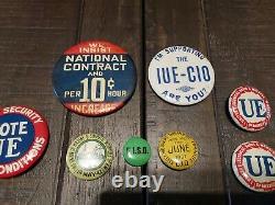Vintage General Electric GE Employee Photo ID Badge & 1940s Union Pin Lot
