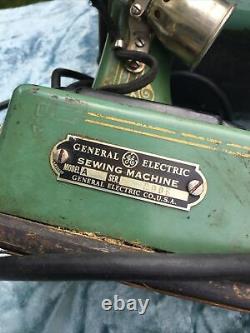 Vintage General Electric GE Green Sewing Machine Model A Featherweight Type