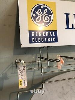 Vintage General Electric GE Light Bulb Metal Sign Display Rack Top Double Sided