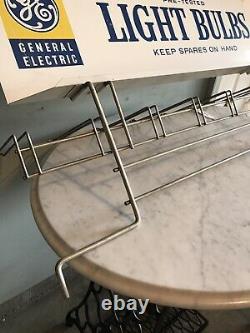 Vintage General Electric GE Light Bulb Metal Sign Display Rack Top Double Sided