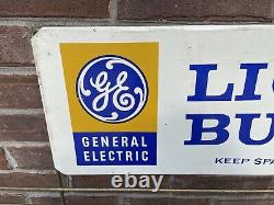 Vintage General Electric GE Light Bulbs Sign Double Sided For Metal Display Rack