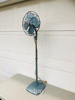 Vintage General Electric GE Standing Floor Fan Blue