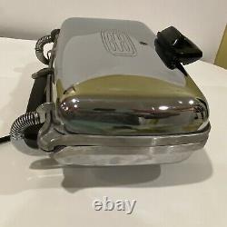 Vintage General Electric GE Waffle Iron Baker Grill Chrome 24G42 RARE CLEAN