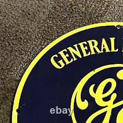 Vintage General Electric Ge Radio Porcelain Sign Service Station Pump Plate Ad