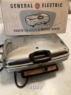 Vintage General Electric Grill Waffle Baker Maker G44T REVERSIBLE PLATES withBox