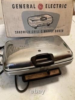 Vintage General Electric Grill Waffle Baker Maker G44T REVERSIBLE PLATES withBox