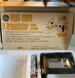 Vintage General Electric High Style 8 Transistor Radio Rare in Box withextras