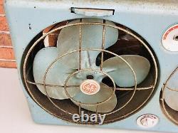 Vintage General Electric Industrial Metal Double Box Fan AS-IS