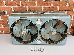 Vintage General Electric Industrial Metal Double Box Fan AS-IS