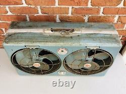 Vintage General Electric Industrial Metal Double Box Fan AS-IS