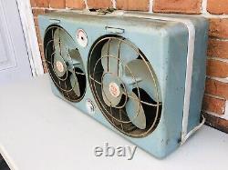 Vintage General Electric Industrial Metal Double Box Fan AS-IS