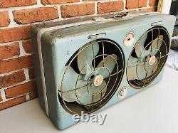 Vintage General Electric Industrial Metal Double Box Fan AS-IS