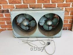 Vintage General Electric Industrial Metal Double Box Fan AS-IS