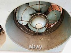 Vintage General Electric Industrial Metal Double Box Fan AS-IS