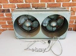 Vintage General Electric Industrial Metal Double Box Fan AS-IS