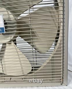 Vintage General Electric Metal Box Fan 3 Speed MCM Beige White Works