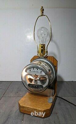 Vintage General Electric Meter Table Lamp Dial spins! (See video) Steampunk