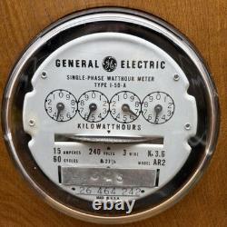 Vintage General Electric Meter Table Lamp Wood Box Design Bulb Inside 3 Modes