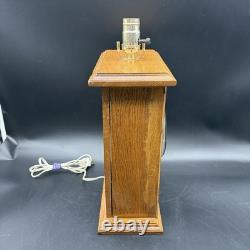Vintage General Electric Meter Table Lamp Wood Box Design Bulb Inside 3 Modes