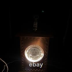 Vintage General Electric Meter Table Lamp Wood Box Design Bulb Inside 3 Modes