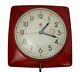 Vintage General Electric Mid Century Modern Cherry Red Kitchen Wall Clock 2h20