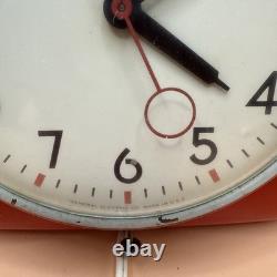 Vintage General Electric Mid Century Modern Cherry Red Wall Clock 2H20 Works