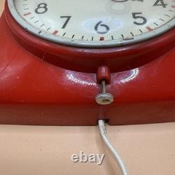 Vintage General Electric Mid Century Modern Cherry Red Wall Clock 2H20 Works