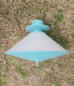 Vintage General Electric Mid Century Modern Overhead Light Lamp Teal Atomic UFO