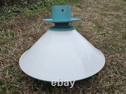 Vintage General Electric Mid Century Modern Overhead Light Lamp Teal Atomic UFO