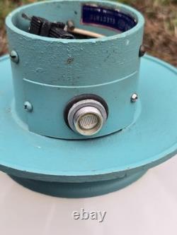 Vintage General Electric Mid Century Modern Overhead Light Lamp Teal Atomic UFO