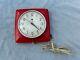 Vintage General Electric Mid Century Modern Red Kitchen Wall Clock 2h20 Works