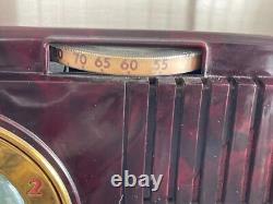Vintage General Electric Model 505 Tube Alarm Clock Radio Brown- UNTESTED- READ