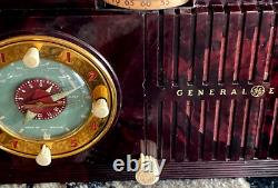 Vintage General Electric Model 505 Tube Alarm Clock Radio Brown- UNTESTED- READ
