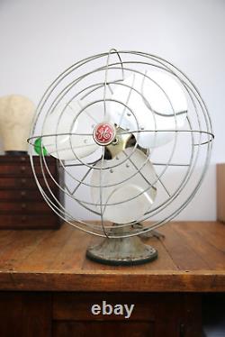 Vintage General Electric Oscillating Fan 15 blades metal industrial GE Vintage