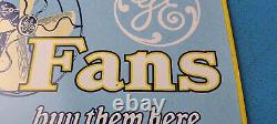 Vintage General Electric Porcelain Fans Ge Gas Service Station Pump Plate Sign