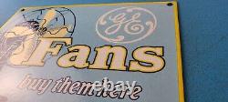 Vintage General Electric Porcelain Fans Ge Gas Service Station Pump Plate Sign