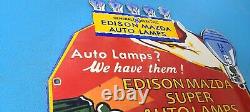 Vintage General Electric Porcelain Gas Electric Edison Bulbs Service Pump Sign