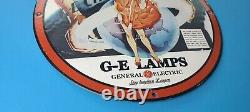 Vintage General Electric Porcelain Gas Service Station Pump Circline Lamp Sign