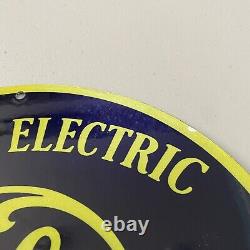 Vintage General Electric Porcelain Sign Gas Oil Power Grid Energy Pump Plate