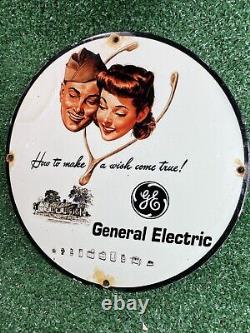 Vintage General Electric Porcelain Sign Ge Appliance Gas Station Oil Service