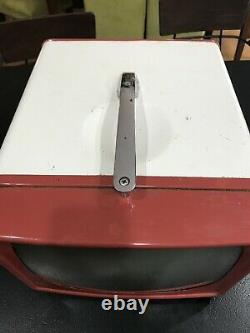 Vintage General Electric Portable Television Model 14T009 Red/White -COOL