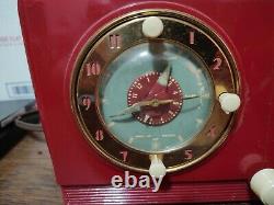 Vintage General Electric Red Bakelite Clock Radio