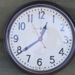 Vintage General Electric Red Eye School Wall Clock 14-1/2 #1HA1612 Rewired