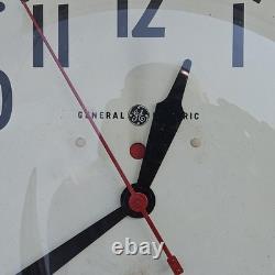 Vintage General Electric Red Eye School Wall Clock 14-1/2 #1HA1612 Rewired