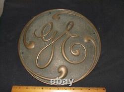 Vintage General Electric Script Logo GE Industrial Brass Plaque