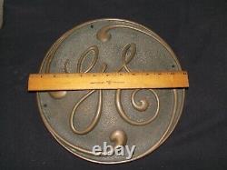 Vintage General Electric Script Logo GE Industrial Brass Plaque